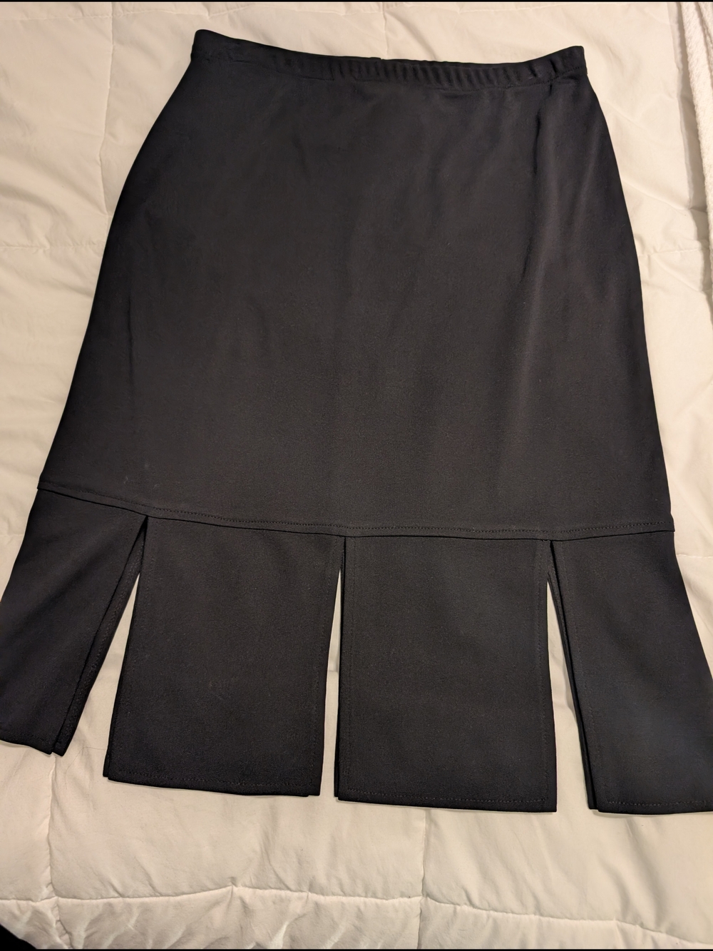 Joseph Ribkoff Black Midi Skirt with Panelled Slits